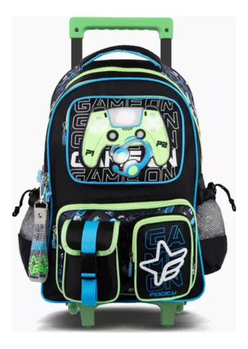 Mochila Gamer Carro 18 C/ Luces Led F5391 Color Verde