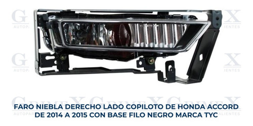 Faro Niebla Accord 2014-2015 C/base Filo Negro Der Tyc Ore