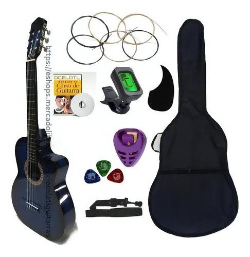 Guitarra acústica Ocelotl CR Sailor para diestros azul álamo barnizado