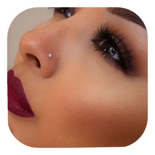 Aro Piercing Nostril De Plata Con Mini Cristal Engarzado 