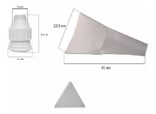 Espatula Para Bolo + Saco Confeiteiro Gr + Adaptador Bicos