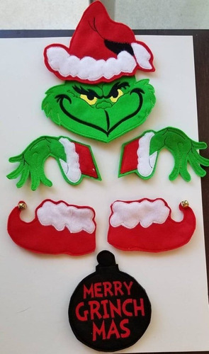 Adorno Colguijes  Árbol Navideño Grinch Navidad 9 Cm 9 Pzas