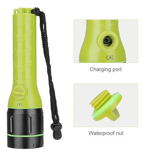 C Linterna De Buceo Profesional Cree Xml-t6, Reflector Subacuá