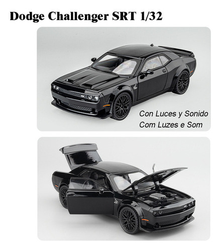 Carro De Metal Em Miniatura Dodge Challenger Srt Hellcat Red Cor Cinza