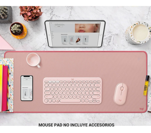 Imagen 4 de 7 de Mouse Pad Logitech Desk Mat Rosa 70x30cm Pink Pc Notebook