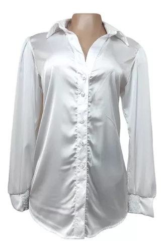 Disciplinario Tomar medicina sitio Blusa Elegante Manga Larga En Satín Con Cuello Tipo Camisa