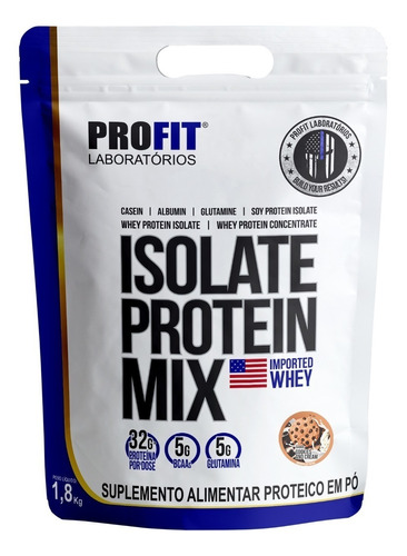 Suplemento em pó ProFit Laboratórios  Isolate Protein Mix proteínas Isolate Protein Mix sabor  cookies & cream em doypack de 1.8kg