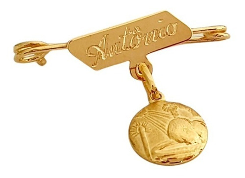 Pingente Alfinete E Medalha Batismo Em Ouro 18k  