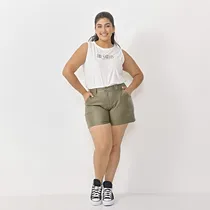 Comprar Short De Bengalina Engomada Tiro Alto Mujer Talles Grandes