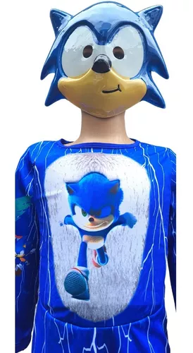 Fantasia Infantil Menino Sonic Com Máscara E Confete