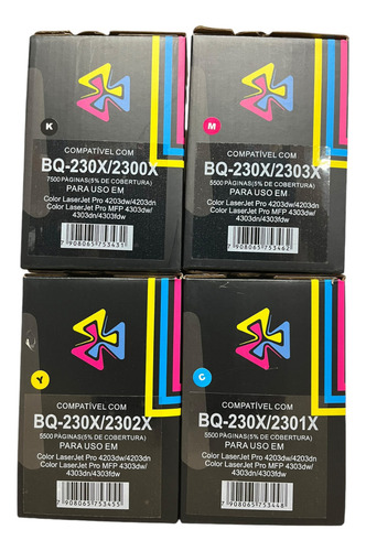 Kit 4x Toner Para Hp 230x Pro 4203dw Pro 4303fdw 4203 4303 Tinta Preto - Azul - Amarelo - Magenta