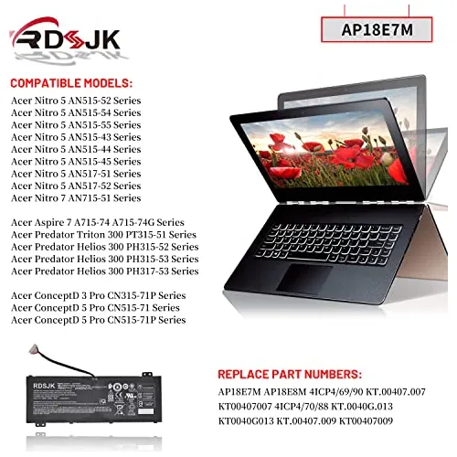 Batería De Portátil Ap18e7m Ap18e8m Acer Nitro 5 An51...