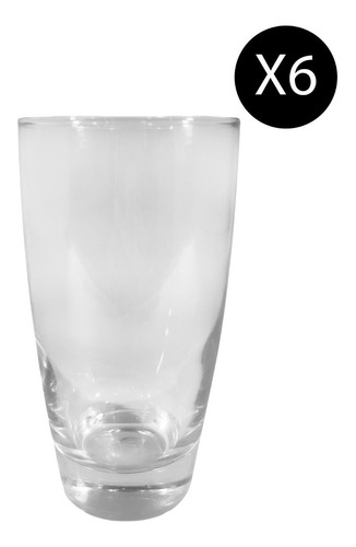 Vaso De Vidrio Alto Set De 6 Unidades Liso M2 - Sheshu Home