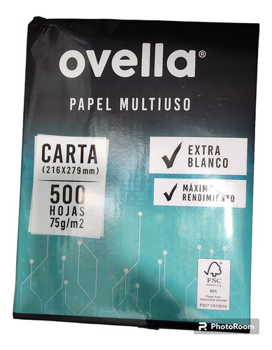 Papel Tamaño Carta 75gr 500 Hojas  Ovella