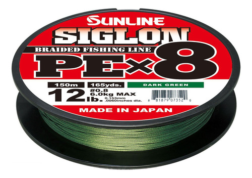 Sunline Siglon Pex8 Verde Oscuro 50 Lb 165 Yarda