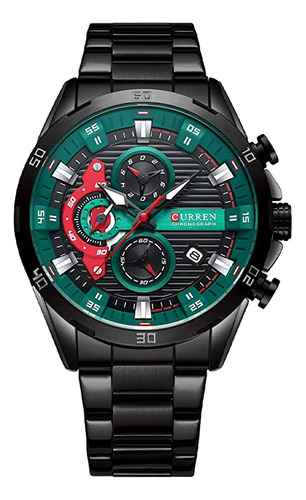 Curren Reloj Para Hombre, Cronógrafo De Moda, Esfera Verde