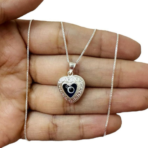 Cadena Dije Plata 925 Corazón Ojo Turco Protección Regal 