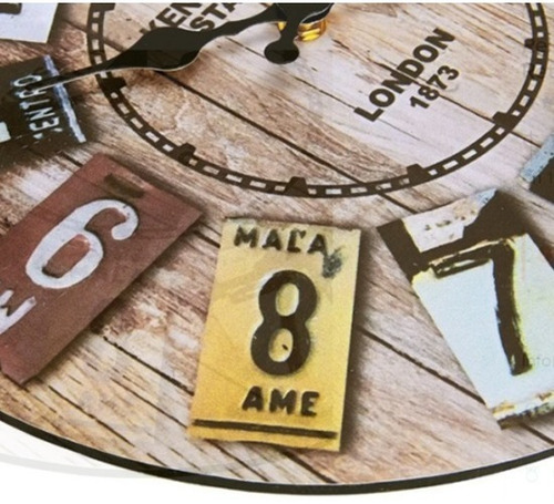 Imagen 5 de 8 de Reloj De Pared Simil Madera Retro Silencioso Decorativo