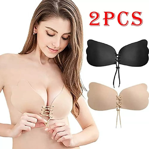 ` 2p Bra Nubra Brasier Strapless Push Up Invisible Sin