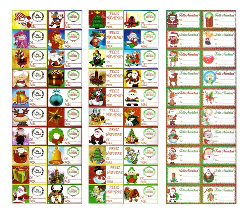 Pack 60 Stickers Etiquetas Adhesivos Regalos Navidad De Para