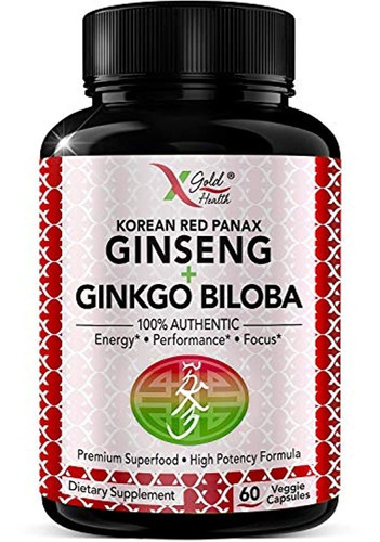 Ginseng Panax Rojo Coreano 1200 Mg + Ginkgo Biloba  Extract