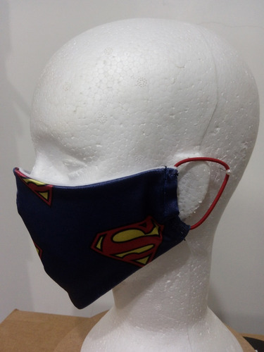 Máscara De Tecido Superman Com Forro Duas Camadas Kit Com 07