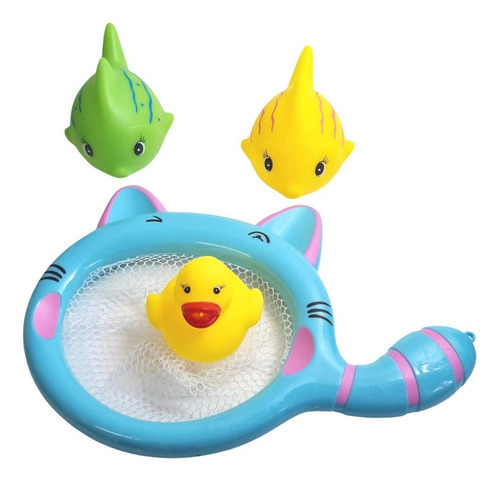 Brinquedo De Banho Infantil Rede Pescaria Baby 3 Bichinhos