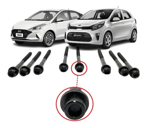 8 Parafusos Cabeçote Kia Hyundai Hb20 1.0 12v 3cc 2232104010