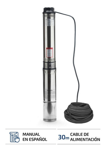 Imagen 8 de 10 de Bomba Sumergible Pozo Cable 4 Pulgadas 1 Hp 6500 L/h Napa