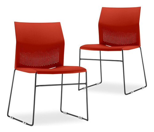 Kit 02 Cadeiras Fixa Base Preta Empilhável Conect Vermelho Material do estofamento Polipropileno