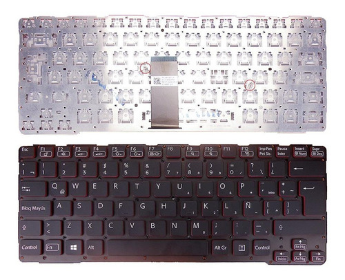 Teclado Sony Vaio Sve14a Series Teclas Negras Bordes Rojos