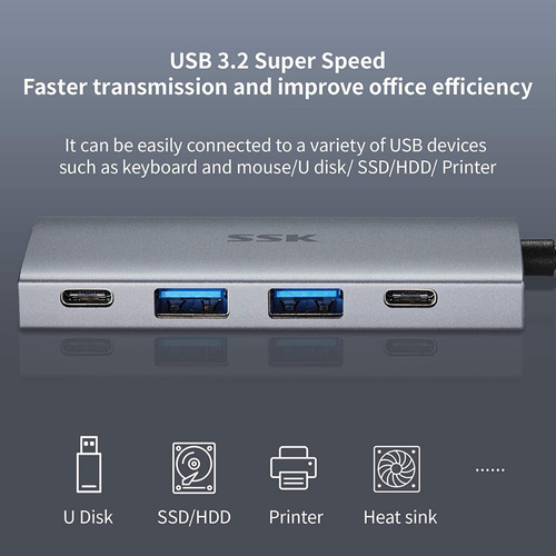 Imagen 4 de 7 de Adaptador Usb-c - 2 Usb 3.2 + 2 Usb-c 3.2 10 Gbps - Pc/mac