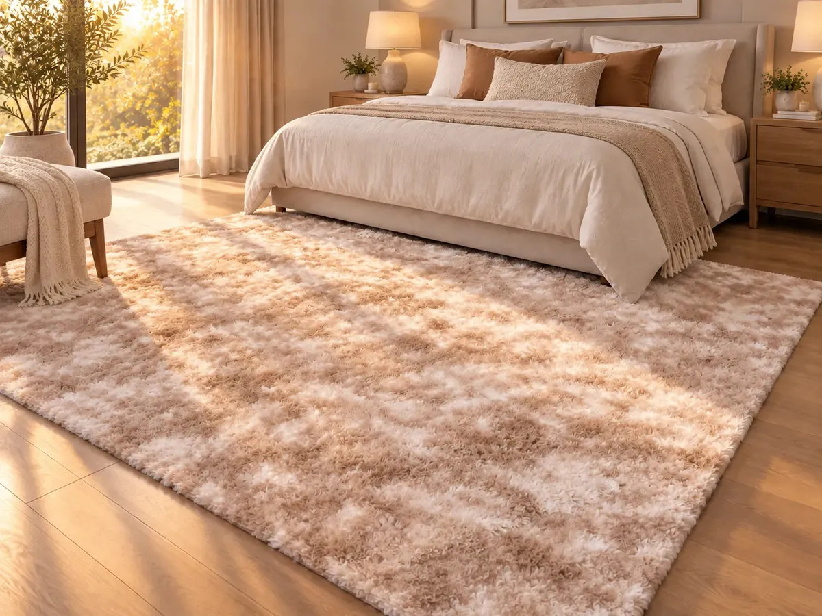 Tapete Sala Peludo Felpudo 3 X 2 Metro Luxo Macio Cor Bege-mesclado
