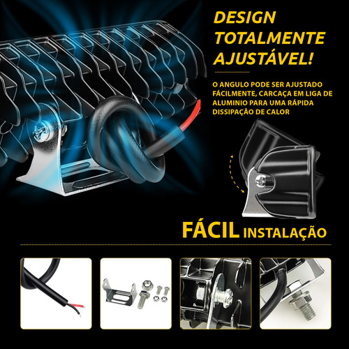 Kit 6 Farol De Milha Led Mini Barra Universal 18w Carro Moto