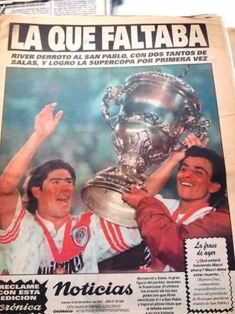 River Campeon Supercopa 1997 Suplemento Deportivo Cronica