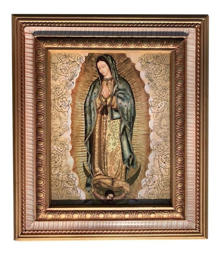 Virgen Guadalupe Cuadro Madera 95x125 Litografía Italiana