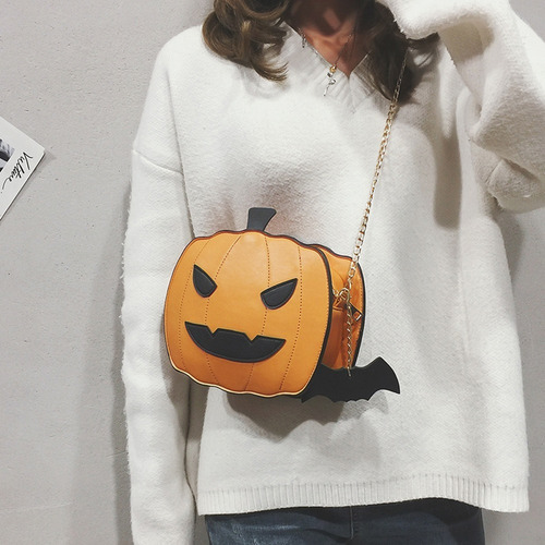 Imagen 2 de 8 de Bolsa Crossbody Moda Diseño Halloween Calabaza Bandolera