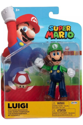 Figura Super Mario Luigi Con Superchampiñon Jakks Pacific