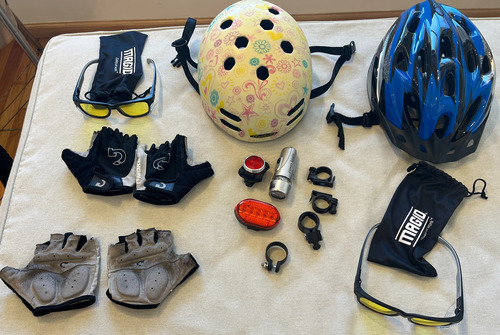 Kit Protección Ciclismo/rollers/skate, Casco/luz/guantes X2