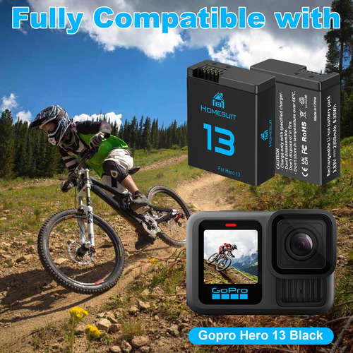 Cargador Lcd Triple Homesuit +2 Baterías Para Gopro Hero 13