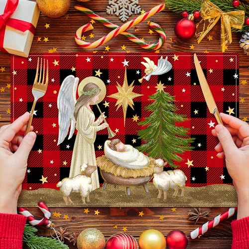 Juego De 6 Manteles Individuales De Navidad De Cuadros De Bu