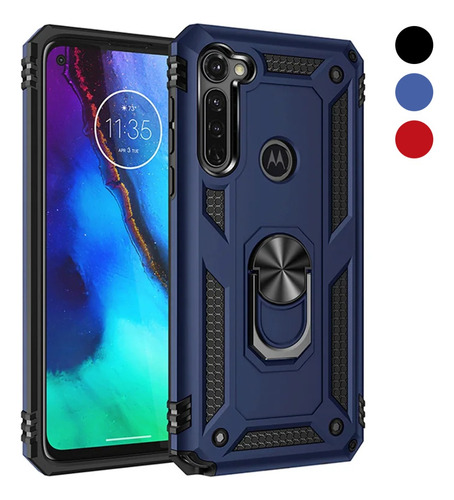 Funda Para Motorola Antigolpes Anillo Magnético De Uso Rudo Azul Moto Edge 50
