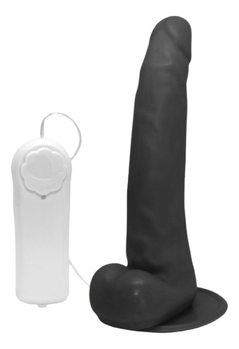 Pênis Borracha Vibrador 20cm 3,5cm Consolo Pinto Preto Sol