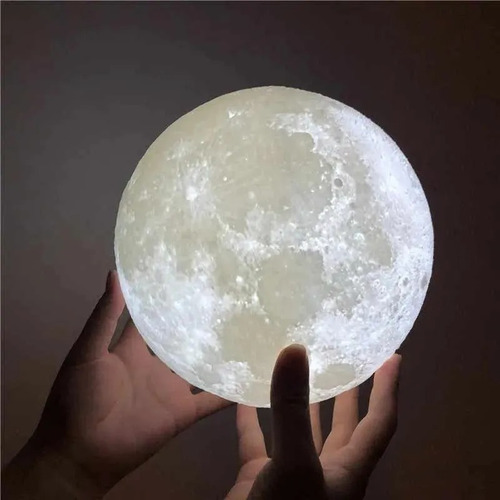 Imagen 3 de 3 de Lámpara Luna Escritorio 3d Usb Recargable 15cm