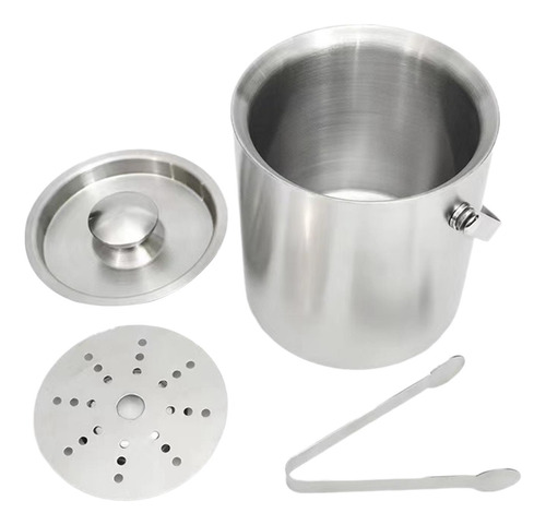 Cubo De Hielo Con Tapa Pinzas Colador Portátil De 2.0l