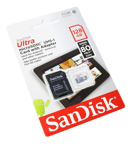 Tarjeta de memoria SanDisk SDSQUNS-128G-GN6TA Ultra con adaptador SD 128GB