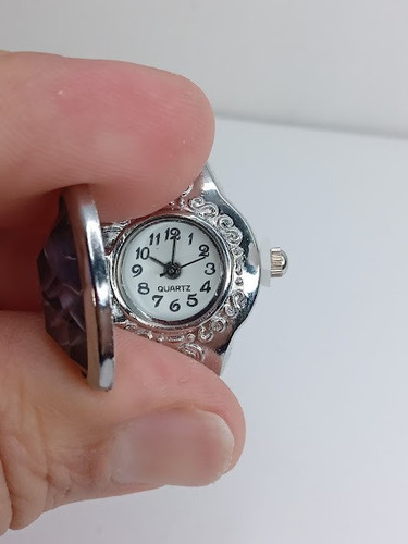 Imagen 2 de 7 de Anillo Reloj Con Tapa, De Cuarzo Con Pila