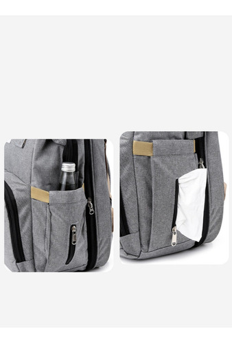 Bolsa Mochila Criança Vira Chiqueirinho Com Bolso Térmico Cor Preto Desenho Do Tecido Liso