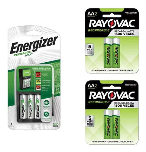 Energizer Cargador Maxi cargador para pilas AA y AAA + 4 pilas AA