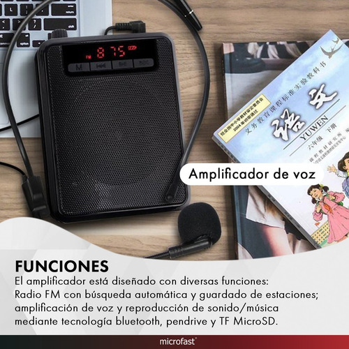 Imagen 2 de 10 de Micrófono Vincha Megáfono De Voz Parlante Bluetooth Radio